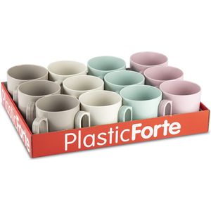 PlasticForte 12x Gekleurde drinkbekers/mokken - kunststof - 320 ml - onbreekbaar - Limonade bekers