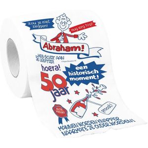 Toiletpapier/wc-papier Abraham 50 jaar man met grappige tekst - 50e verjaardag - cadeau / versiering