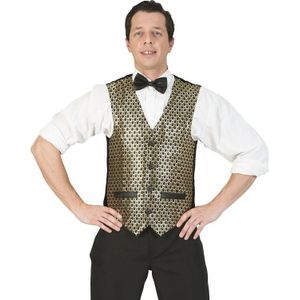 Goud/zwart verkleed gilet voor heren - Carnaval verkleed accessoire voor volwassenen