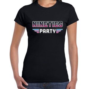 Nineties party feest t-shirt zwart voor dames - zwarte 90s disco/feest shirts / outfit