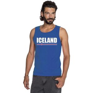 Blauw Iceland supporter mouwloos shirt heren - Ijsland singlet shirt/ tanktop