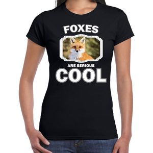 Dieren vossen t-shirt zwart dames - foxes are serious cool shirt - cadeau t-shirt vos/ vossen liefhebber