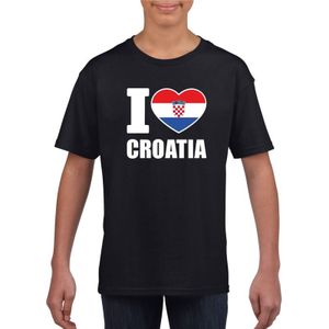 Zwart I love Kroatie supporter shirt kinderen - Koratisch shirt jongens en meisjes