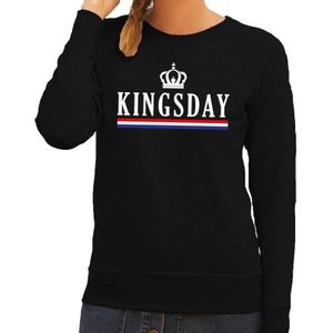 Kingsday en vlag sweater zwart - zwarte koningsdag trui dames - Koningsdag kleding