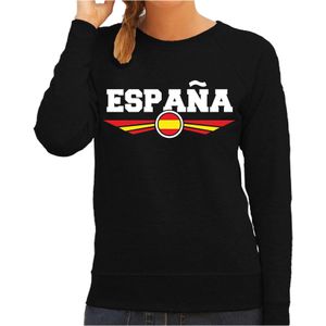 Spanje / Espana landen sweater met Spaanse vlag zwart dames - landen trui / kleding - EK / WK / Olympische spelen outfit