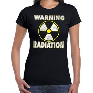 Halloween warning radiation verkleed t-shirt zwart voor dames - horror shirt / kleding / kostuum