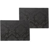 2x stuks stevige luxe Tafel placemats Amatista zwart 30 x 43 cm - Met anti slip laag en Pu coating toplaag