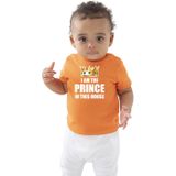 I am the prince in this house met kroon t-shirt oranje baby/peuter voor jongens - Koningsdag / Kingsday - kinder shirtjes / feest t-shirts