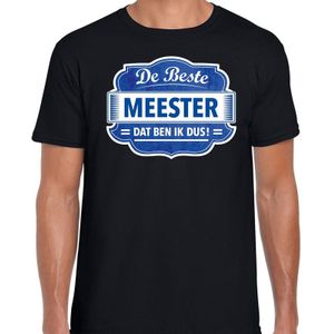 Cadeau t-shirt voor de beste meester voor heren - zwart met blauw - meesters - kado shirt / kleding - vaderdag / collega