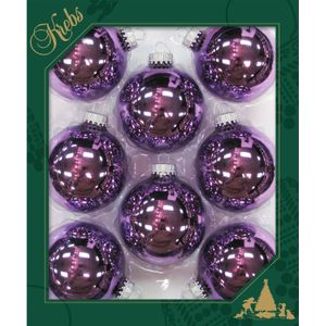 16x stuks glazen kerstballen 7 cm amethist paars glans kerstboomversiering - Kerstversiering/kerstdecoratie