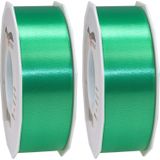 2x XL Hobby/decoratie turquoise kunststof sierlinten 4 cm/40 mm x 91 meter- Luxe kwaliteit - Cadeaulint kunststof lint/ribbon