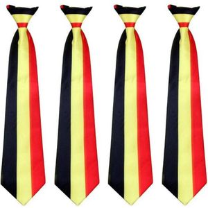 4x stuks stropdas/Kravat vlag Belgie supporter - Landen vlaggen feestartikelen