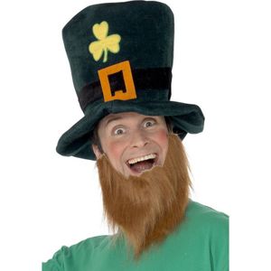 St Patricks day thema verkleed hoed met baard - Ierland kabouter Shamrock Leprechaun