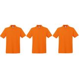 3-Pack maat S oranje polo shirt premium van katoen voor heren - Polo t-shirts voor heren