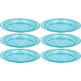 6x Blauw plastic borden/bordjes 20 cm - Kunststof servies - Koken en tafelen - Camping servies - Ontbijtbordje kinderen