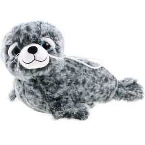 Creation pluche Zeehond knuffeldier - grijs/wit - liggend - 25 cm