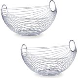 2x Zilveren ovale fruitschalen metaal 28 cm - Zeller - Keukenaccessoires/benodigdheden - Fruitschalen/fruitmanden - Fruitschalen van metaal