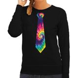 Bellatio Decorations Hippie thema verkleed sweater / trui tie dye stropdas - dames