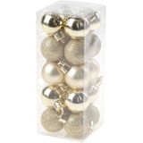 Kerstballen 36x stuks - 3 en 4 cm - goud en zilver - kunststof