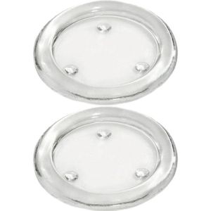 2x Ronde kaarsenhouders/kaars onderzetters van glas 11 cm - Glazen kaarsenhouders voor stompkaarsen tot 8 cm doorsnede - Woondecoraties
