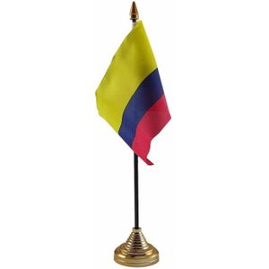 Colombia tafelvlaggetje 10 x 15 cm met standaard