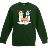 Groene kersttrui met 2 pinguin vriendjes voor jongens en meisjes - Kerstruien kind