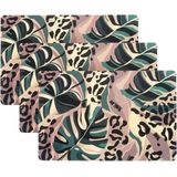 Placemat/onderlegger - 6x - Monstera bladeren - 44 x 28 cm - tafeldecoratie