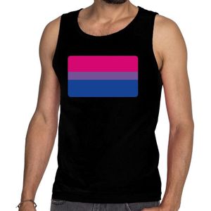 Gaypride biseksueel vlag tanktop/mouwloos shirt - zwart singlet bi vlag voor heren -  LHBT kleding