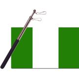 Landen vlag Nigeria - 90 x 150 cm - met compacte draagbare telescoop vlaggenstok - zwaaivlaggen