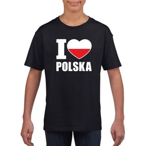 Zwart I love Polen supporter shirt kinderen - Polska shirt jongens en meisjes
