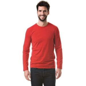 Basic lange mouwen/longsleeve stretch shirt rood voor heren - Basic kleding voor heren