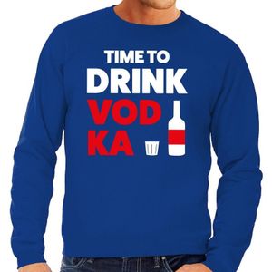 Time to Drink Vodka tekst sweater blauw heren - heren trui Time to Drink Vodka