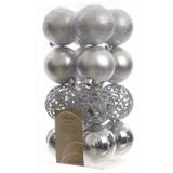 64x Zilveren kunststof kerstballen 6 cm - Mix - Onbreekbare plastic kerstballen - Kerstboomversiering zilver