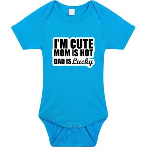 Cute hot lucky tekst baby rompertje blauwe jongens - Kraamcadeau - Babykleding