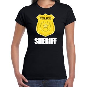 Sheriff police embleem t-shirt zwart voor dames - politie agent - verkleedkleding / kostuum