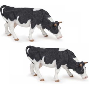 Set van 2x stuks plastic speelgoed figuur grazende koeien 14 cm