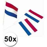 50x zwaaivlaggetjes/handvlaggetjes Holland 39 cm in bundel - Nederlandse feestartikelen en versiering