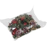 Set 6x rode decoraties op stekers 12 cm - kerststukje onderdelen/stekertjes - Kerstversiering/kerstdecoratie