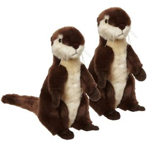 2x stuks pluche otter knuffel dier/beest 28 cm - Rivier dieren kinder speelgoed knuffels