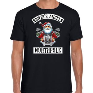 Fout Kerstshirt / Kerst t-shirt Santas angels Northpole zwart voor heren - Kerstkleding / Christmas outfit