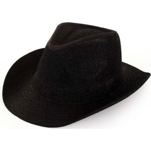 Cowboy/Western verkleed hoed zwart glitter voor volwassenen