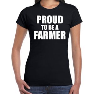 Boerenprotest shirt Proud to be a farmer/ Trots om een boer t-shirt zwart dames - Boeren protest/actie voeren/ demonstratie
