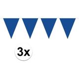 3 stuks Vlaggenlijnen/slingers XXL blauw 10 meter