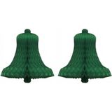 12x stuks 12x Decoratie kerst versiering kerstklok groen 50 cm