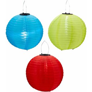 6x stuks gekleurde buiten/tuin party solar lampionnen van 30 cm - Zonne-energie tuinverlichting