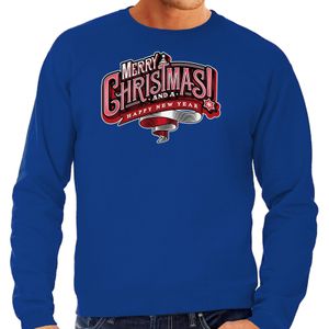 Merry Christmas Kerstsweater / Kerst trui blauw voor heren - Kerstkleding / Christmas outfit