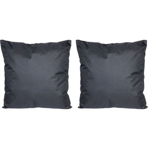 Set van 4x stuks bank/Sier kussens voor binnen en buiten in de kleur zwart 45 x 45 cm - Tuin/huis kussens