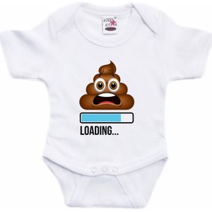 Bellatio Decorations baby rompertje - Loading Poop - wit/blauw - babyshower/kraamcadeau