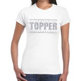 Toppers in concert Wit Topper shirt in zilveren glitter letters dames - Toppers dresscode kleding
