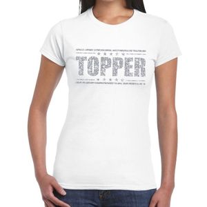 Toppers Wit Topper shirt in zilveren glitter letters dames - Toppers dresscode kleding